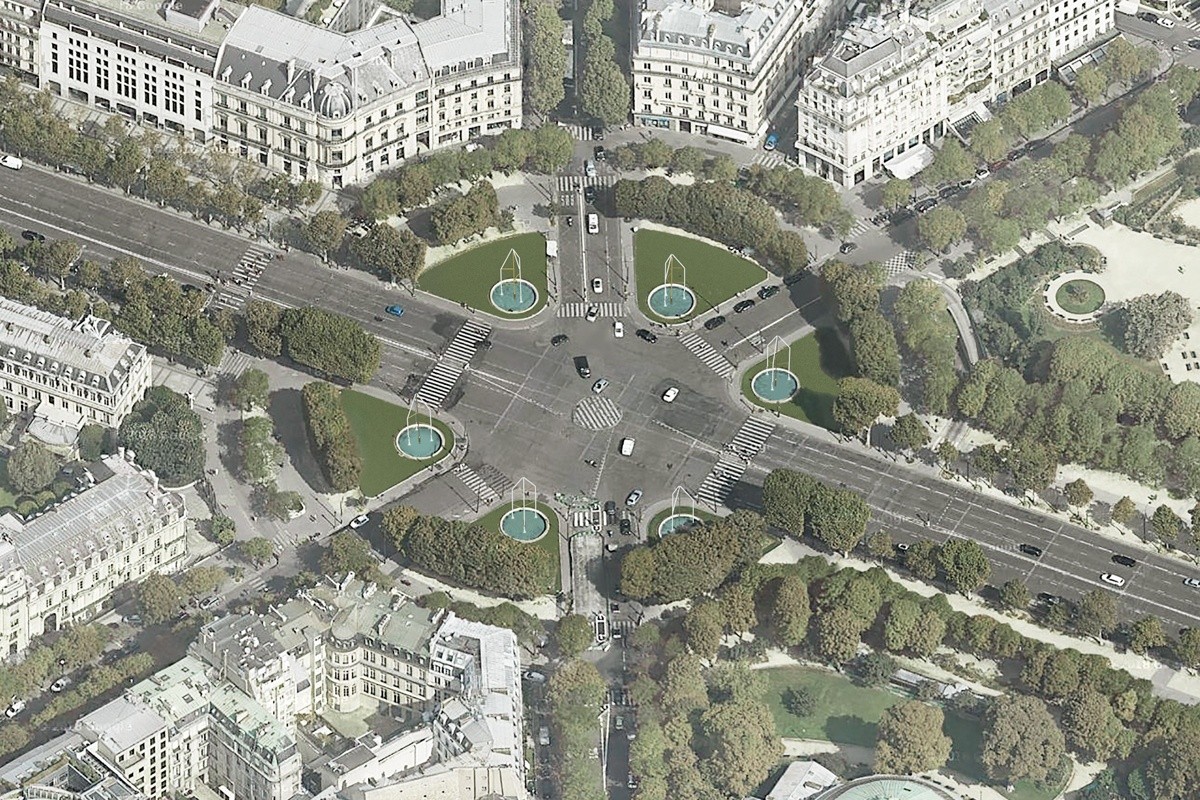 6 fontaines lumineuses sur les Champs-Elysées un projet mené par les frères Bouroullec